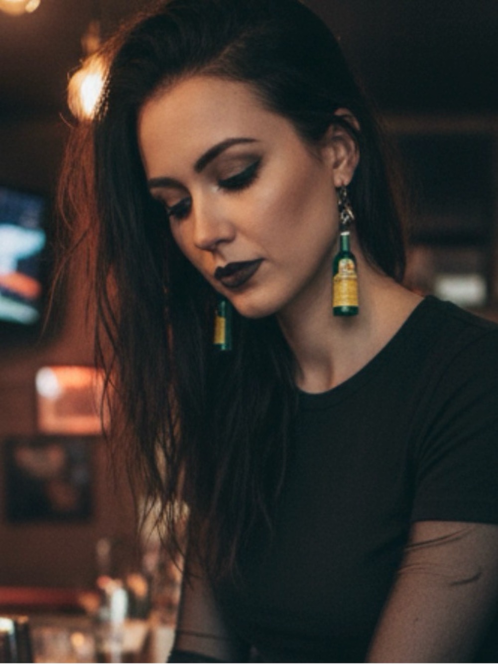 Handmade Fernet mini bottle earrings